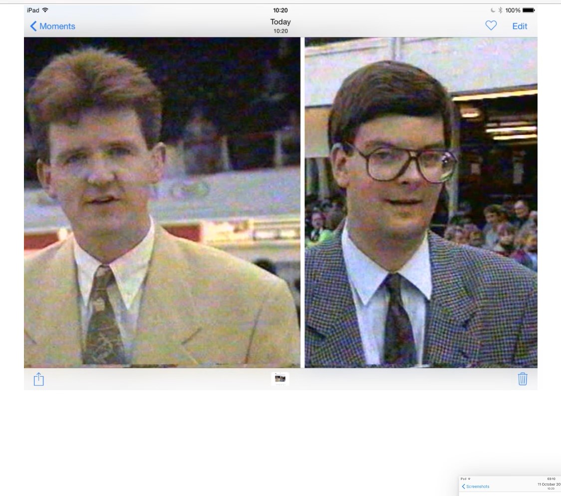 JimDelahunt's tweet photo. Great to see Statto, Angus Loughran @ayrracecourse yesterday and he pulled this from his phone of me and him presenting greyhound racing @ShawfieldDogs (when we were teenagers, clearly!) https://t.co/jTDRmBjqNb