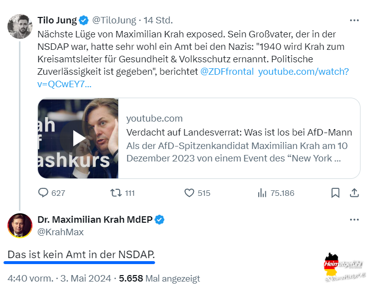 Tilo Jung scheint es immer noch nicht verkraftet zu haben, dass #Krah ihn in dem stundenlangen Interview intellektuell komplett in den Schatten gestellt hat.

Auch hier hat sich Jung erneut blamiert.