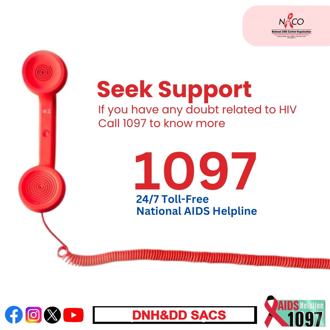 Seek Support!!!! If you have any doubt related to HIV call toll free number 1097 to know more. #KnowHIV #KnowFacts #KnowAIDS #Awareness @NACOINDIA