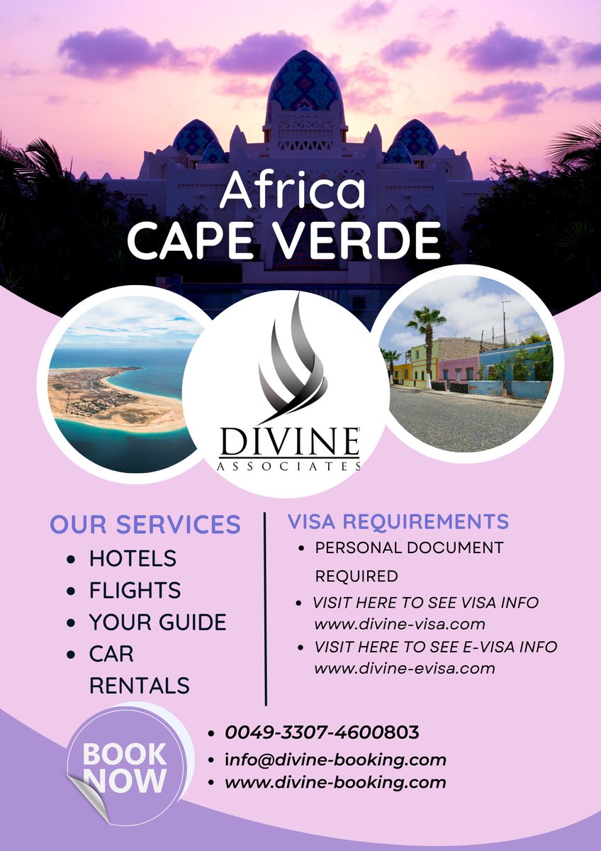 Discover Africa Cape Verde with Divine Associates Ltd. Visa, car rental, hotel booking, and expert tour guide services available. 
 #DivineTravel #capeverde #hotel