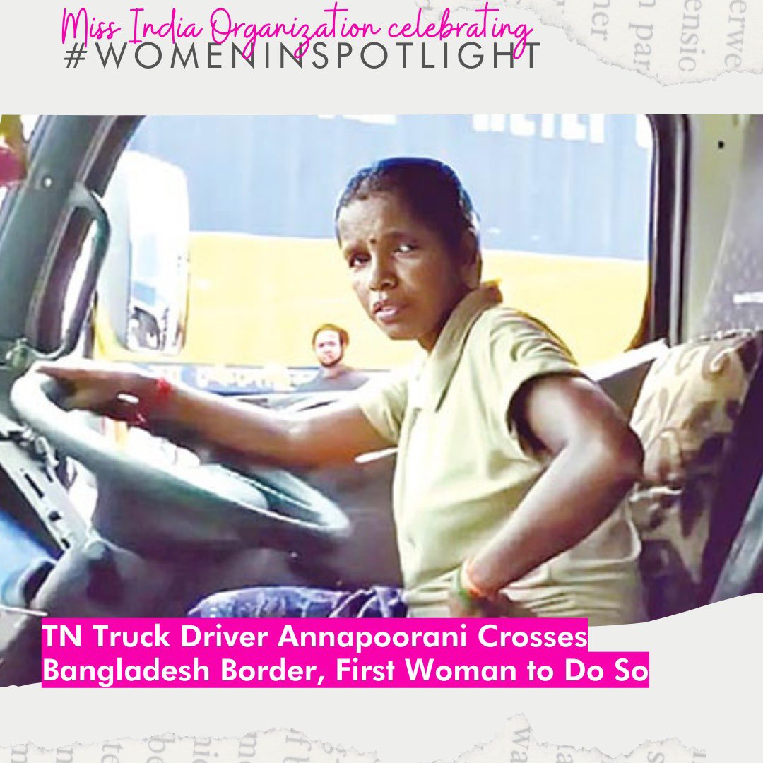 Breaking new ground, #AnnapooraniRajkumar traveled 1000 km to become the first woman to drive a truck through the Petrapole border into Bangladesh. 💪🏻

#WomenInSpotlight #WomenTruckDriver #Proud #BreakingBarriers
#WomenInTrucking