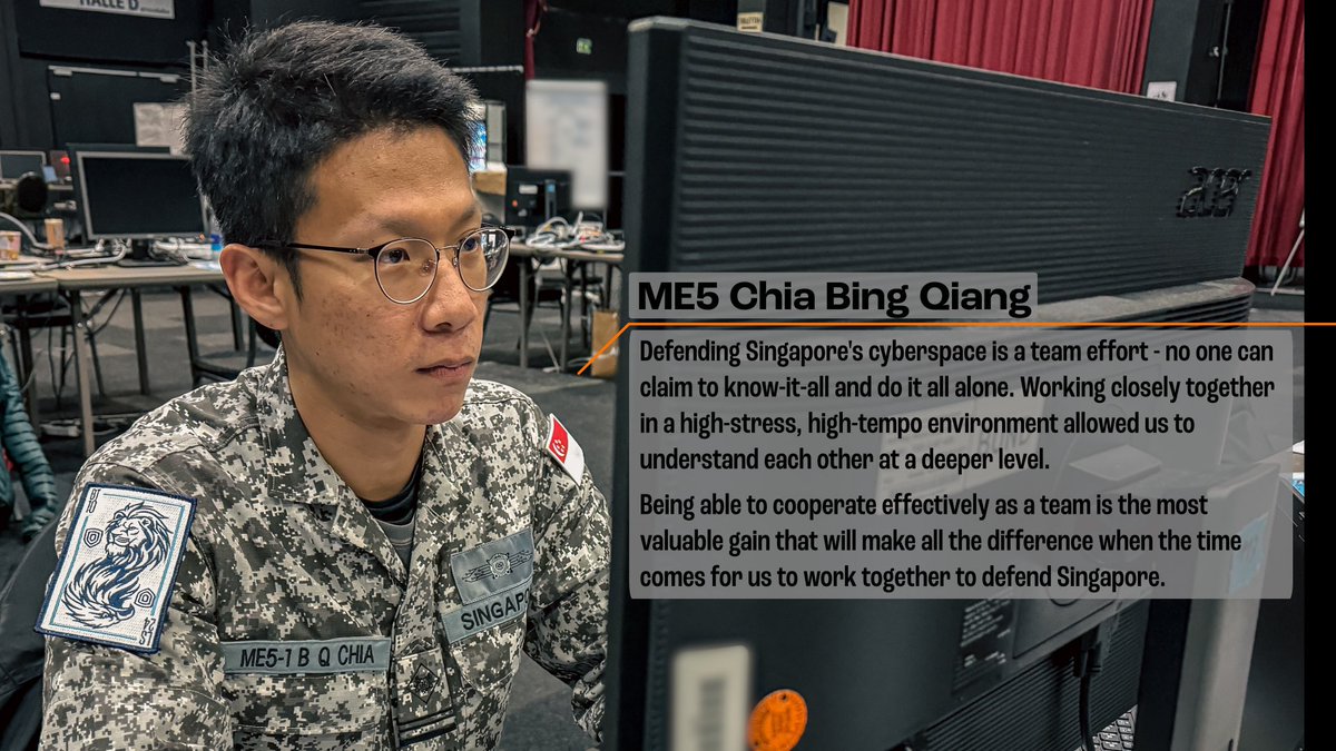 ME5 Chia Bing Qiang served as an Incident Responder during the conduct of Exercise Locked Shields.

Let's hear more about his insights and experiences!

#LockedShields24
#GuardiansofNewFrontier 
#TheSingaporeDIS