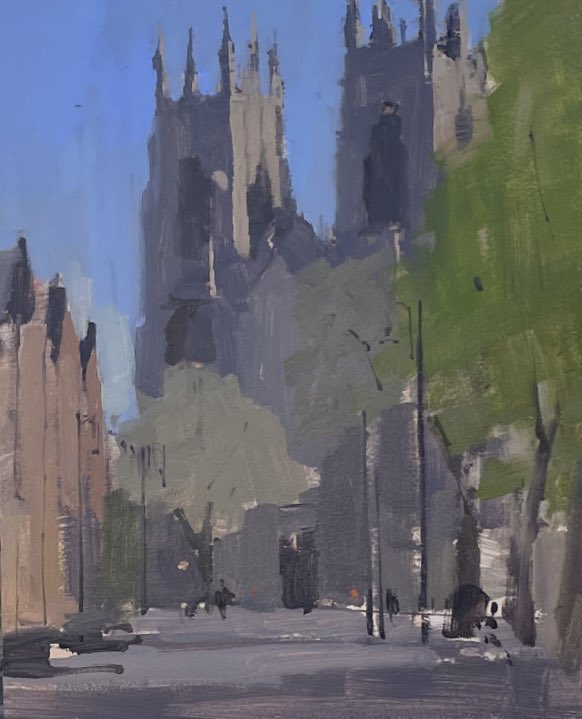 I was painting this and a lady stopped to say that’s lovely. I said it’s getting there, to which she replied I like it as it is. Yes!!! I shall leave it then #tonal #closetones #tonalstudy #visityork #yorkminster #oils