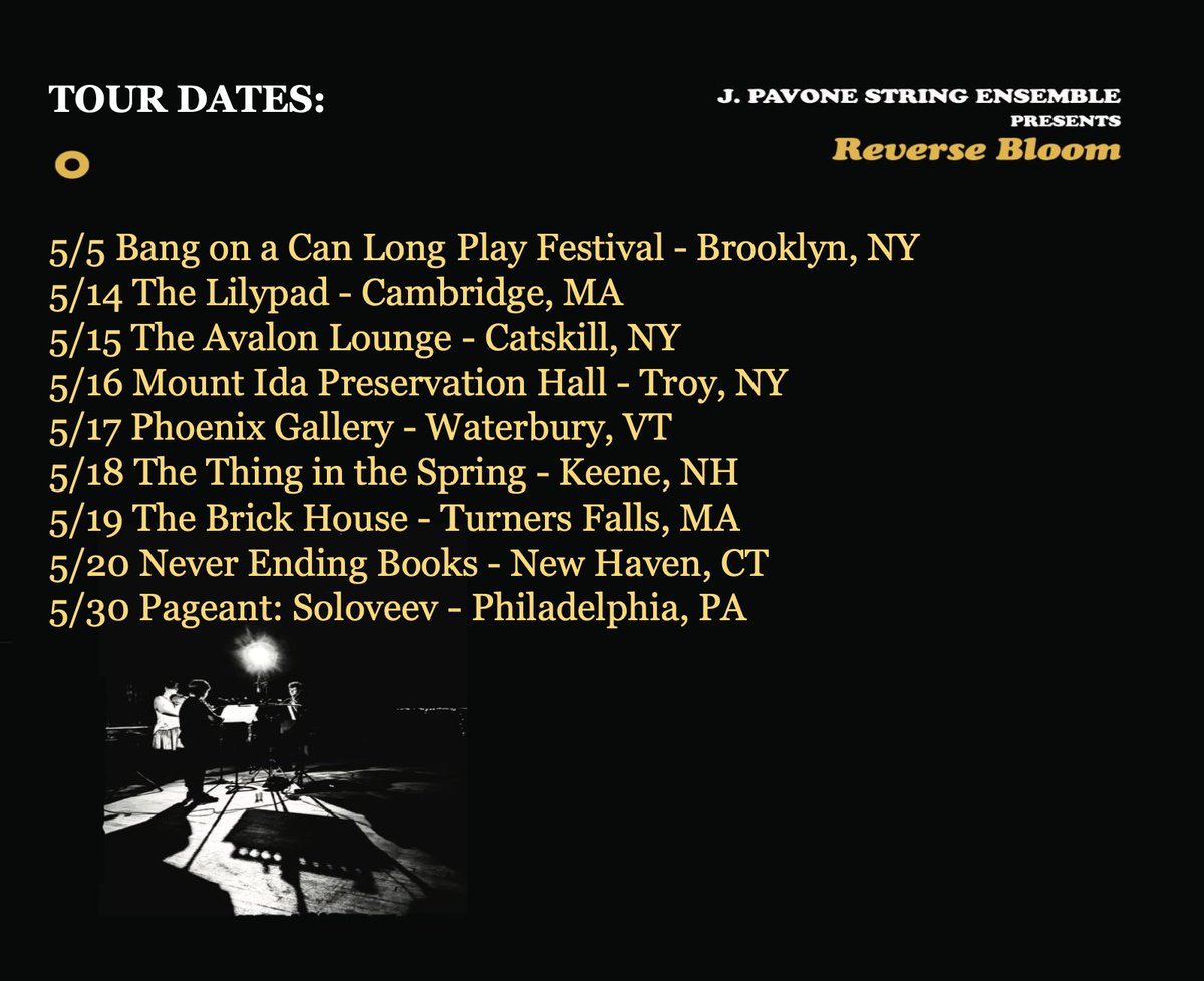 Jessica Pavone (@jessicapavone) on Twitter photo "Reverse Bloom" by the J. Pavone String Ensemble is officially released today by <a href="/astspiritsrec/">Astral Spirits</a>
we will be performing this Sunday at 2 pm on the BRIC stoop, (FREE) as part of Bang on a Can's Long Play Festival, and will embark on a northeast tour later in the month "Reverse Bloom" by the J. Pavone String Ensemble is officially released today by <a href="/astspiritsrec/">Astral Spirits</a>
we will be performing this Sunday at 2 pm on the BRIC stoop, (FREE) as part of Bang on a Can's Long Play Festival, and will embark on a northeast tour later in the month