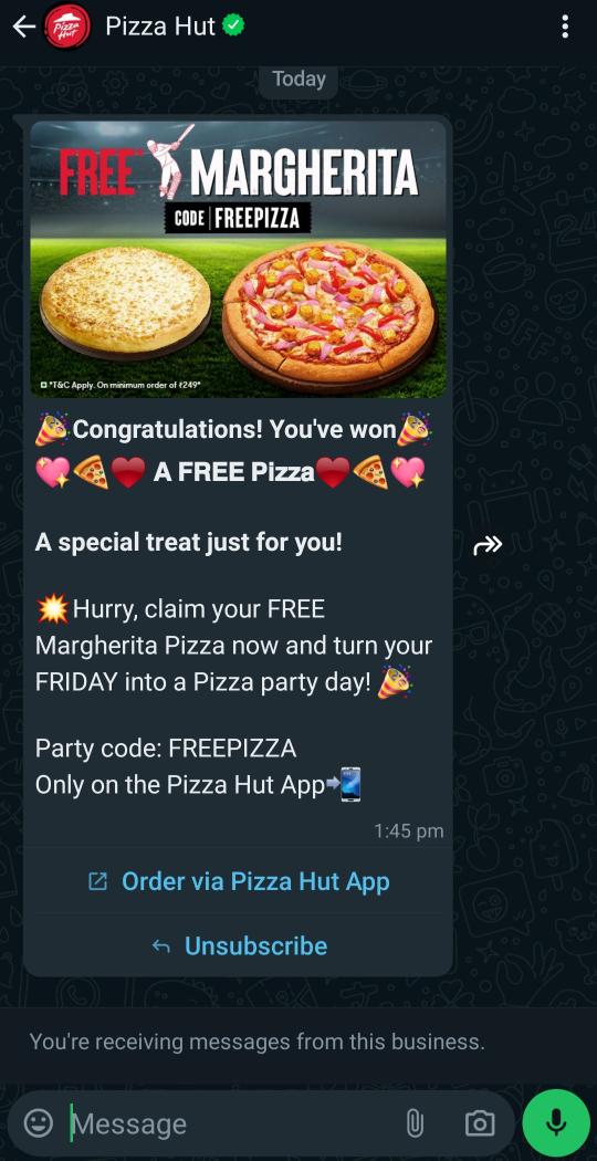 Dear @PizzaHutIN your team Whatsapp me about free pizza when i go to your app,  you put condition that i have to order minimum 249 ₹ why this hidden charges