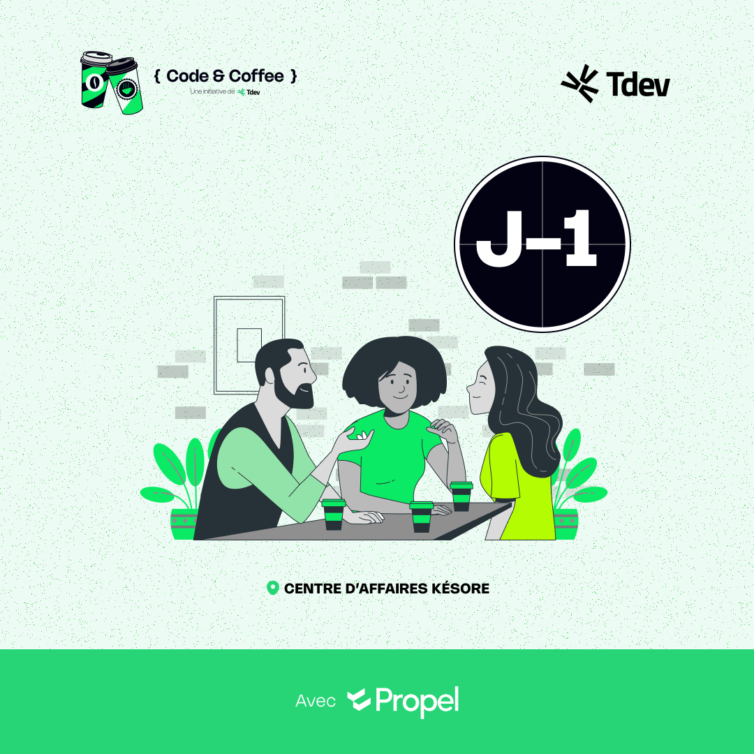 tdevorg's tweet photo. Tdev Code & Coffee dans moins de 24 heures ☕🎉!
Le compte à rebours est lancé et c’est dans moins de 24H ! Nous sommes enthousiaste de vous accueillir pour une journée dédiée à l'enrichissement de vos compétences relationnelles et techniques.
#Tdev #TgTech #Tech #TDEVCC
#1/4 https://t.co/7QReHtUtNa