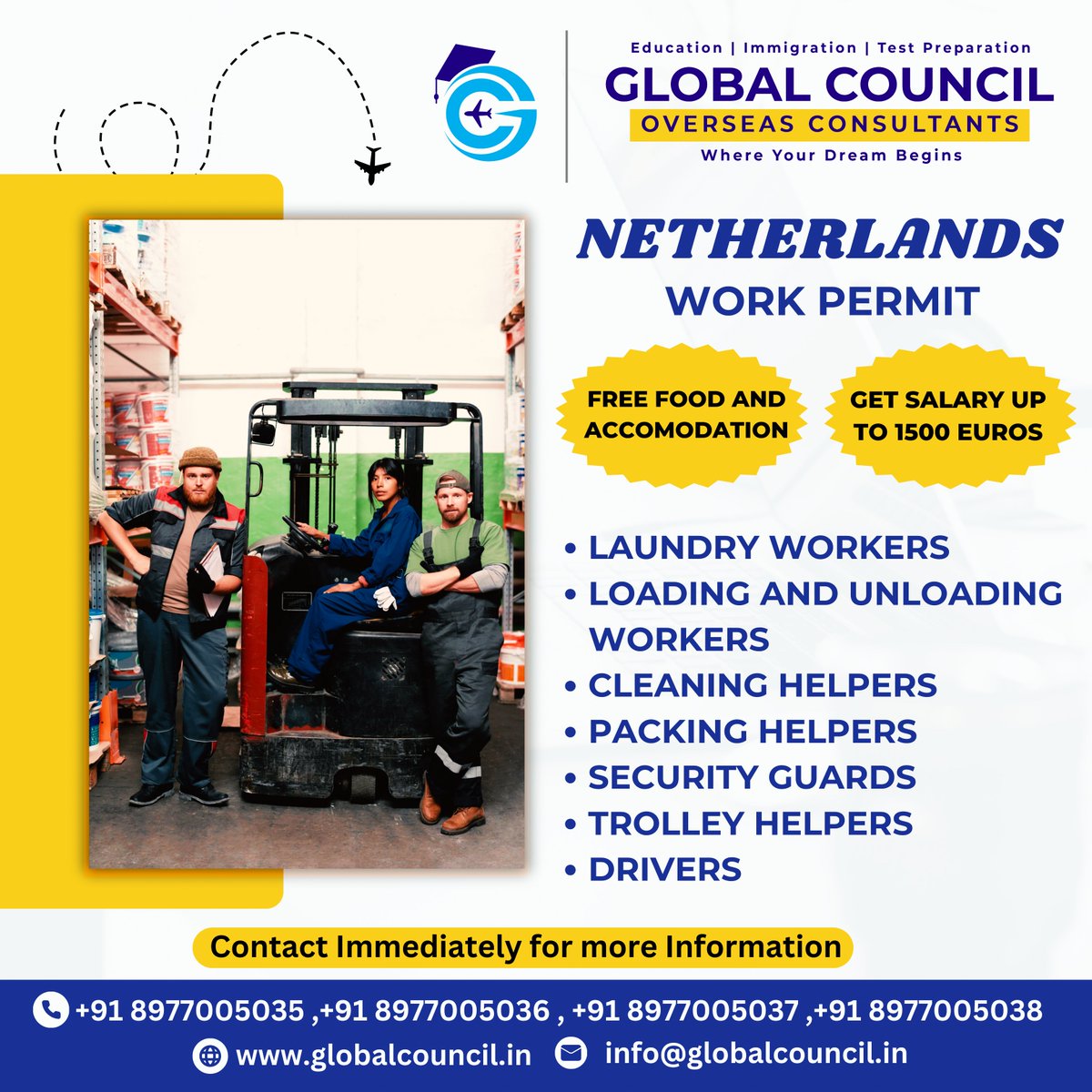 Are you ready to kick-start your career or find a new adventure in the vibrant Netherlands?
.
.
.
#studyingermany #sudy #nethrlands #workvisa #workinabroad #jobvacancy #jobsearch #jobseekers #workpermit #usaworkpermit #ukworkpermit