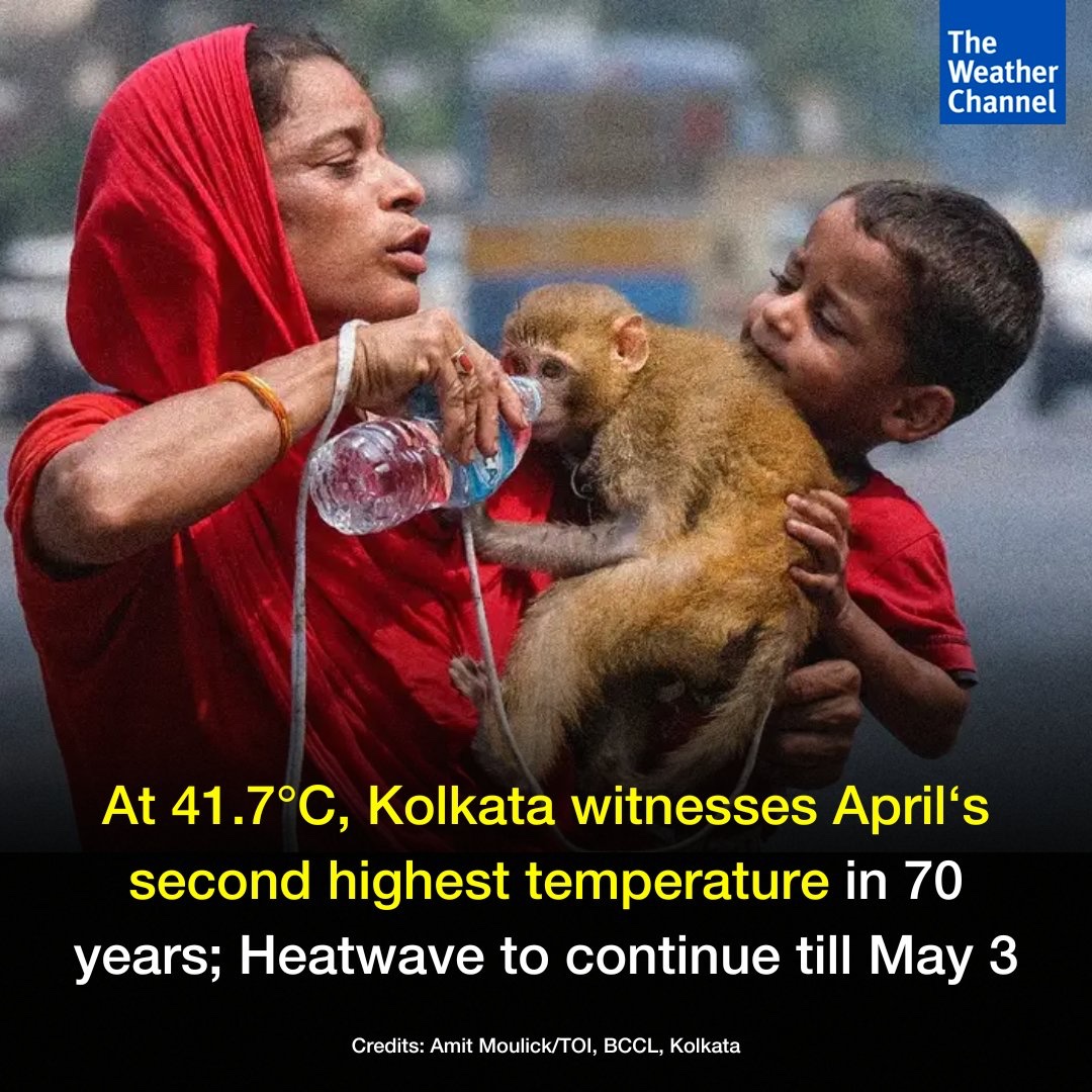 Monday's #Kolkata was 41.7°C, marking the second-highest in 70 years. Tuesday #Bangladesh was 42.8C the highest in last 35 years #Heatwaves #Bengals 

#Climate #LocalAction #ClimateJustice 

Also we should not forget the birds & animals around us. Pls keep some water outside.…