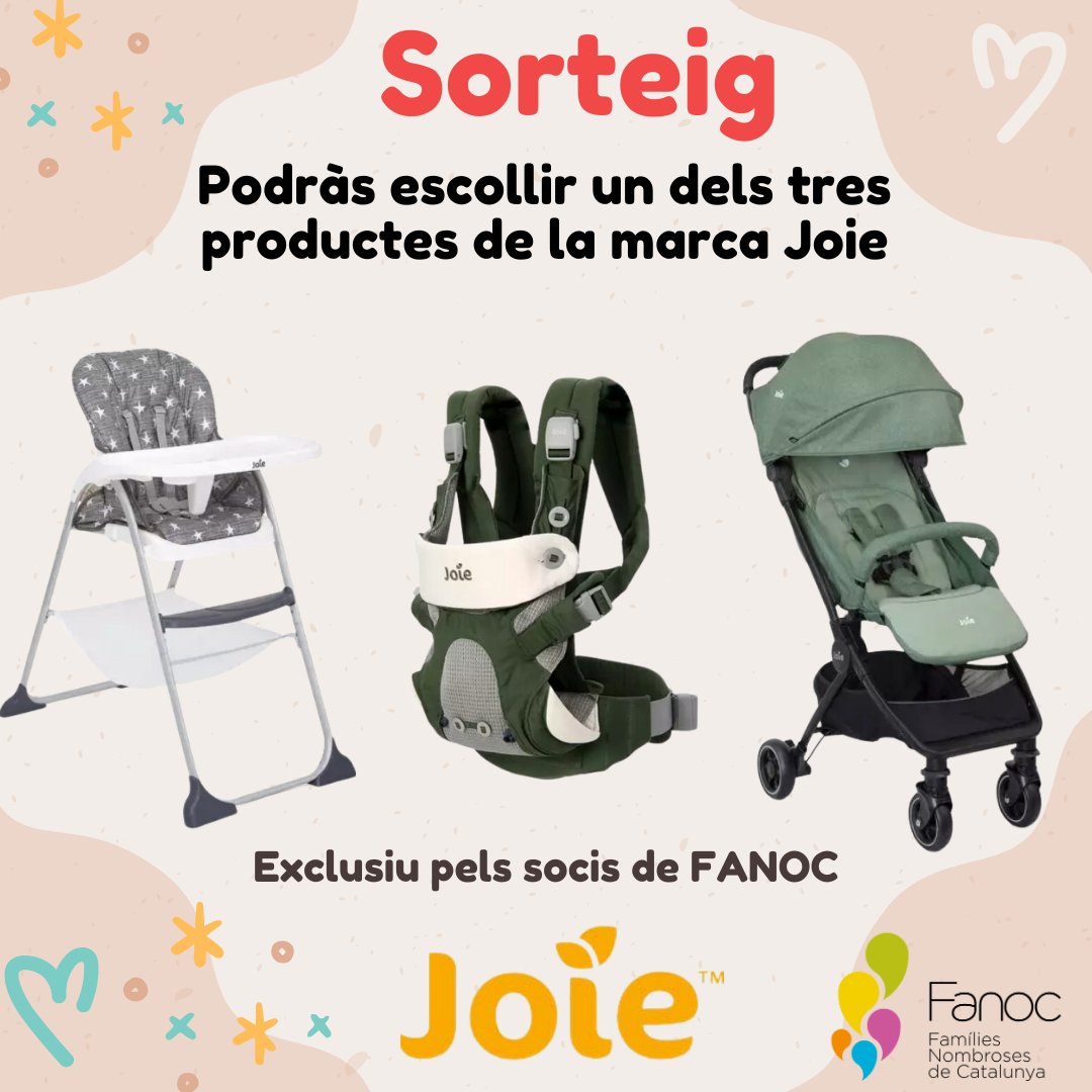 Nou sorteig de FANOC en motiu del Dia de la mare amb la col·laboració de #Joie! La família guanyadora podrà escollir entre un d'aquests tres productes de la imatge. ⚠️Exclusiu pels socis: Escriu-nos a info@fanoc.org indicant les teves dades. Farem el sorteig el 10 de maig 😊