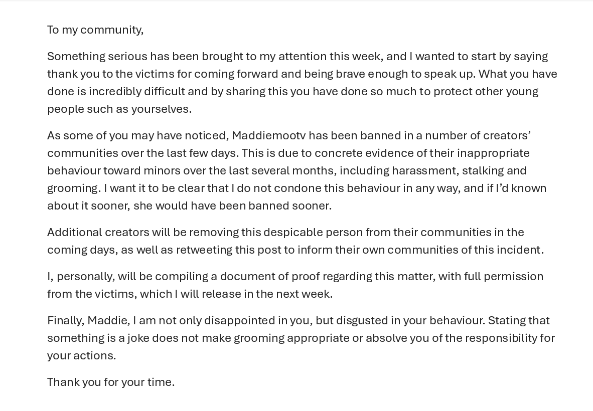 IllogicalOrder_'s tweet photo. Regarding MaddieMooTV: https://t.co/OJPHweRFZp
