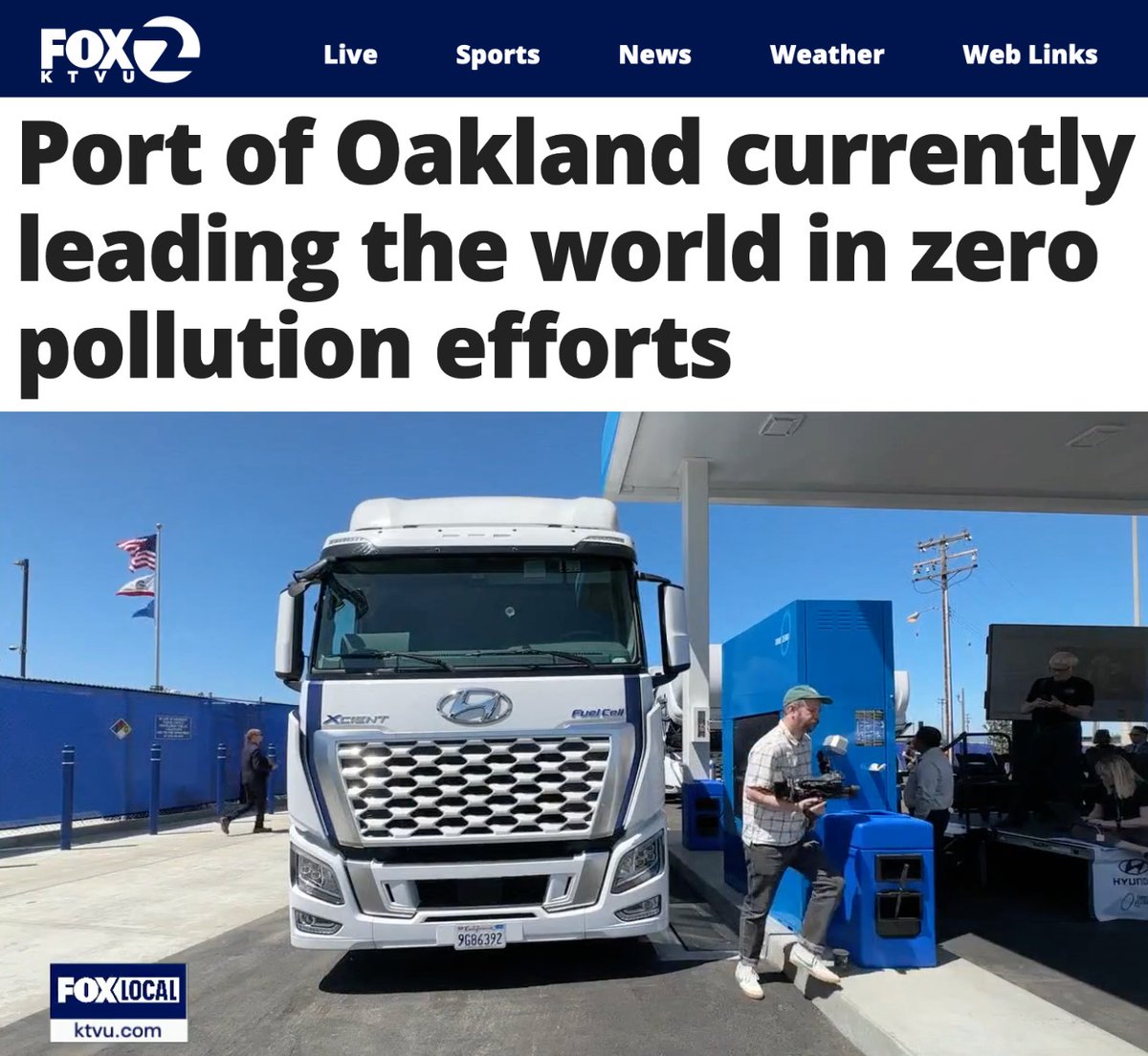 More good #environmental news out of the @PortofOakland! Thirty new @Hyundai XCIENT fuel cell big rigs arrived with more than 400 miles of driving range, powerful acceleration, payload capacity and short refueling time. @KTVU