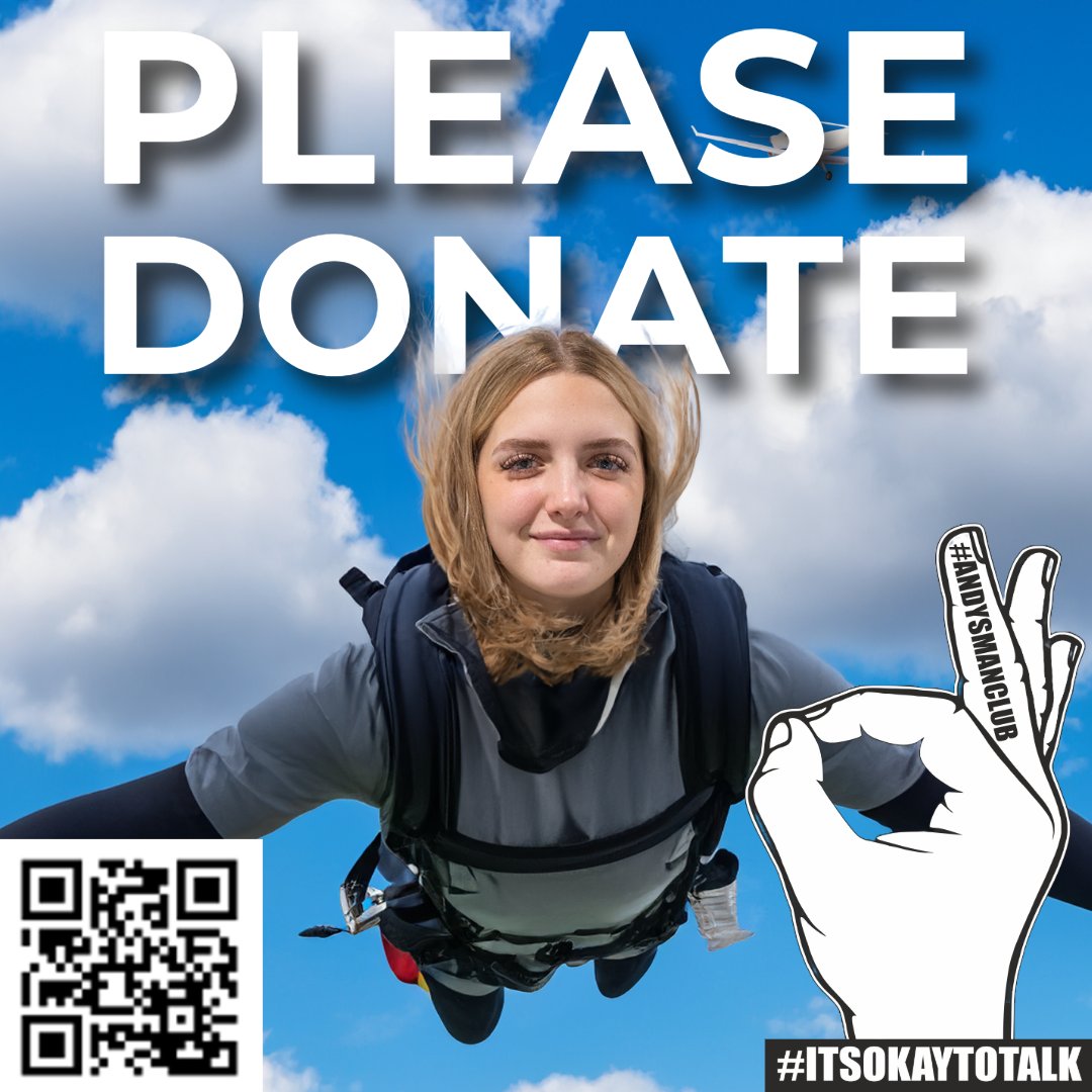 🟥🟦 This Sunday, our Lucy is skydiving ✈️🪂 to raise money for #ANDYSMANCLUB

Please donate if you can #ThankYou

ow.ly/ZvaR50Rvwme