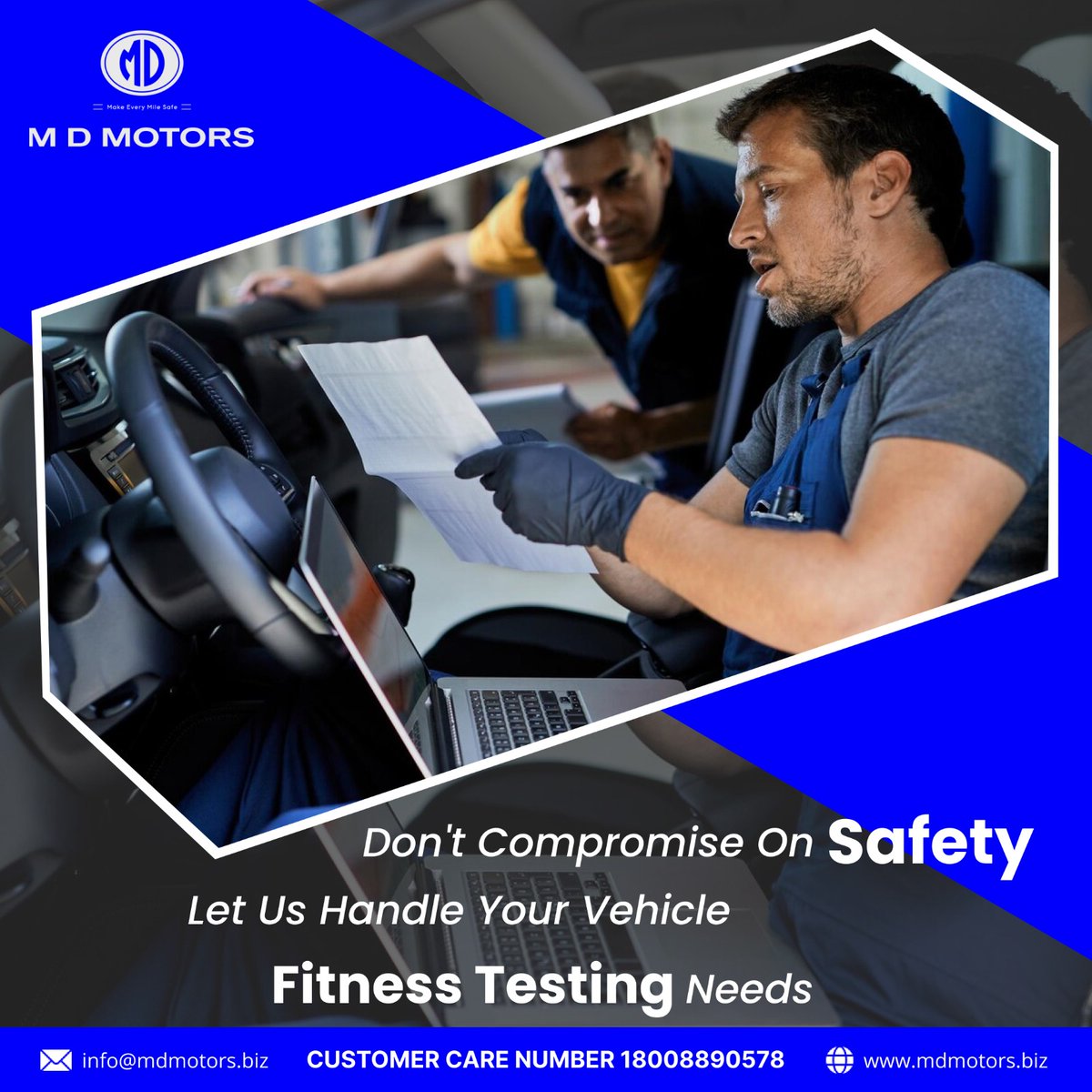 We guarantee thorough 🚗vehicle fitness🛠️ testing to prioritize your safety. Trust our expertise for peace of mind on the road - your safety is our utmost🔍 priority!✅👨‍🔧👩‍
#MdMotors
#SafetyFirst
#vehiclefitness
#peaceofmindmatters
#roadsafetytips