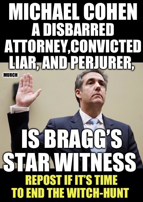 Michael Cohen is already on record stating that Trump never asked him to pay Stormy Daniels anything Cohen was trying to make a profit off of Trump. He’s their star witness? 🙄 Who agrees it’s time to end this comical witch-hunt ? 🙋‍♂️