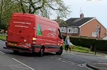 GCrackett's tweet photo. @parcelforce please update your drivers on the Highway Code. This lady was waiting to cross the junction and it's lucky that she didn't step out. It's well over 2 years since the code changes - I would expect professional drivers should know that. https://t.co/LClvyfU2yP