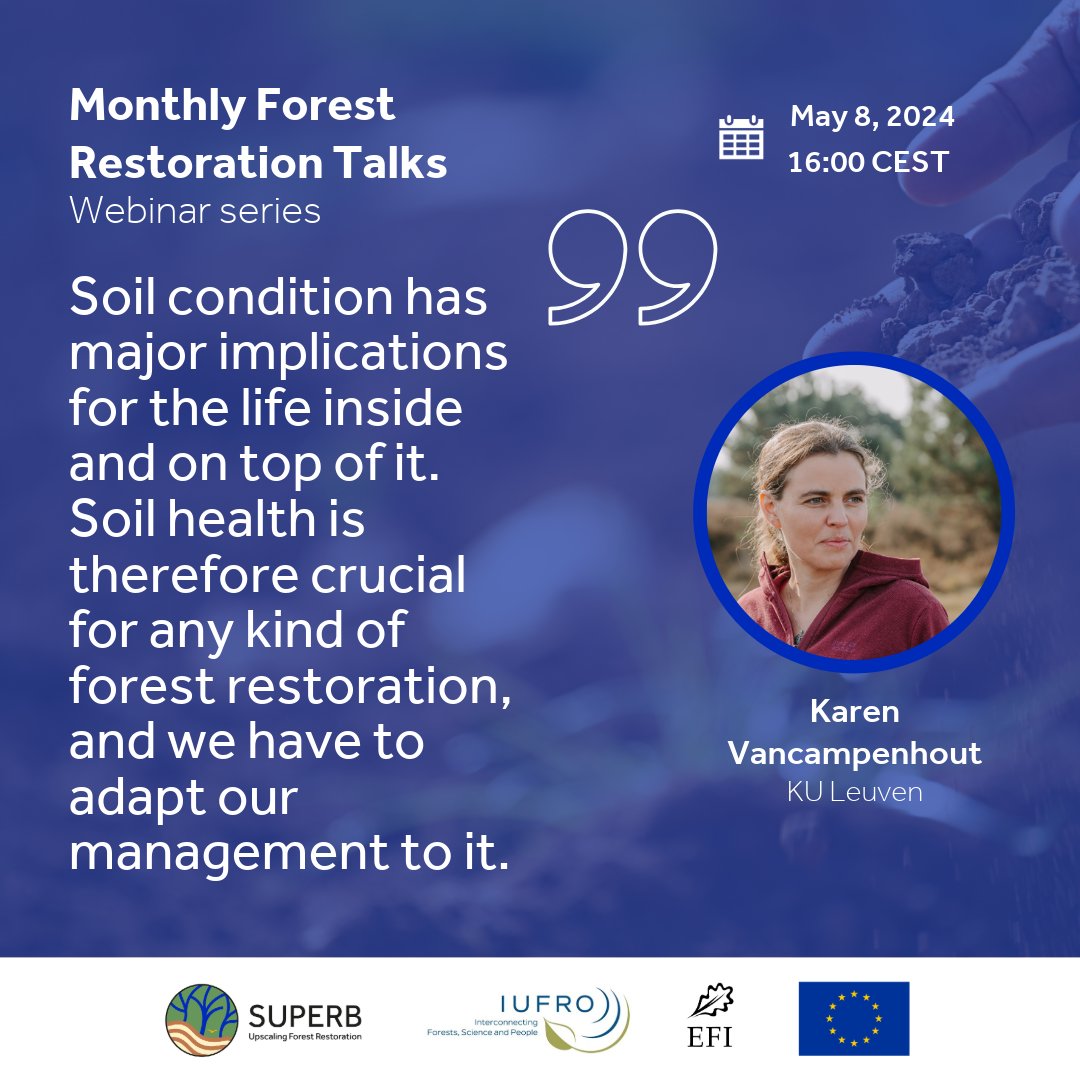 Meet our speaker @k_oron! Her work dives deep into #SoilScience, focusing on soil organic matter & formation, and sustainable resource use. She'll share insights on the role of #soil monitoring in #forest #restoration. 🗓️8 May, 🕓16:00 CEST Register now! 👉tinyurl.com/2p9m8fx6