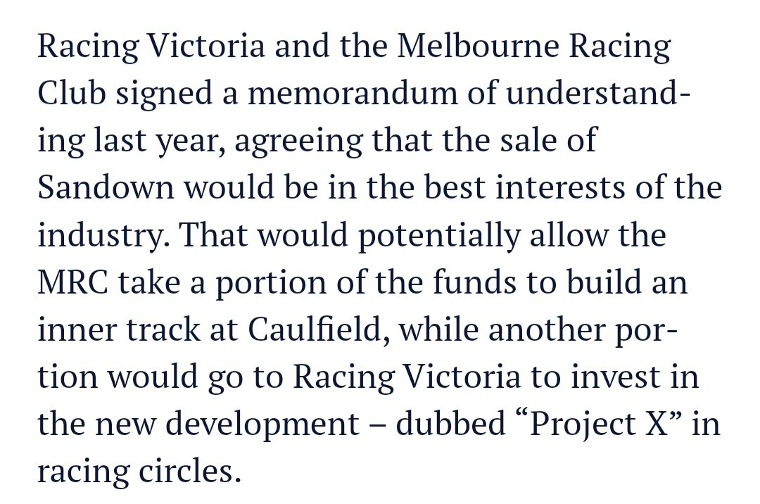 'If the members vote in favour of the Rosehill sale and the sale goes ahead, the proceeds of the sale will be the ATCs money, and no-one else's '

Meanwhile over at Sandown....🧐
