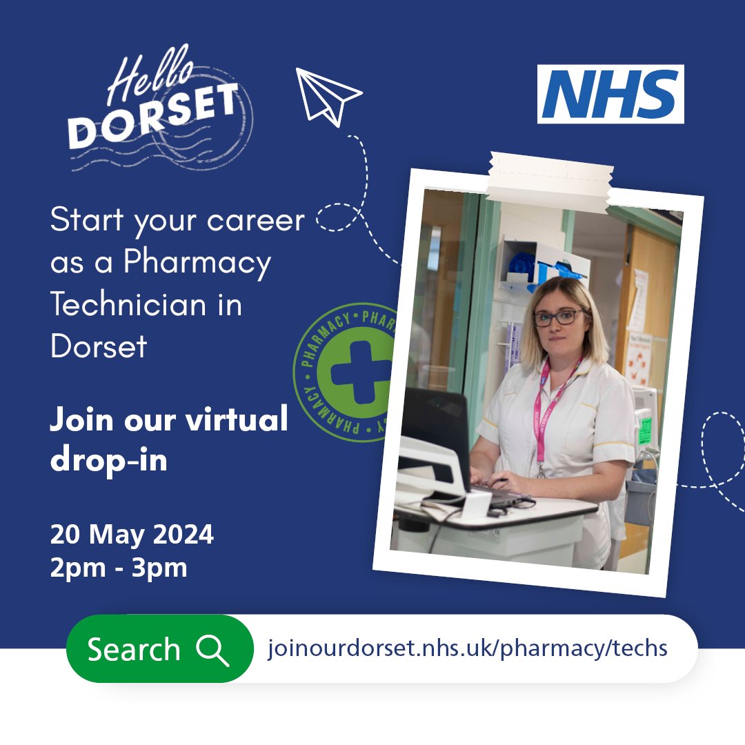 Work. Earn. Learn. We are offering opportunities to train as a Pharmacy Technician in Dorset. Kick start your career in pharmacy and join our virtual drop in to learn more ⬇️ 📆 20 May, 2pm - 3pm 🎟️ bit.ly/4deGRUN #Dorset #Pharmacy #Apprenticeships