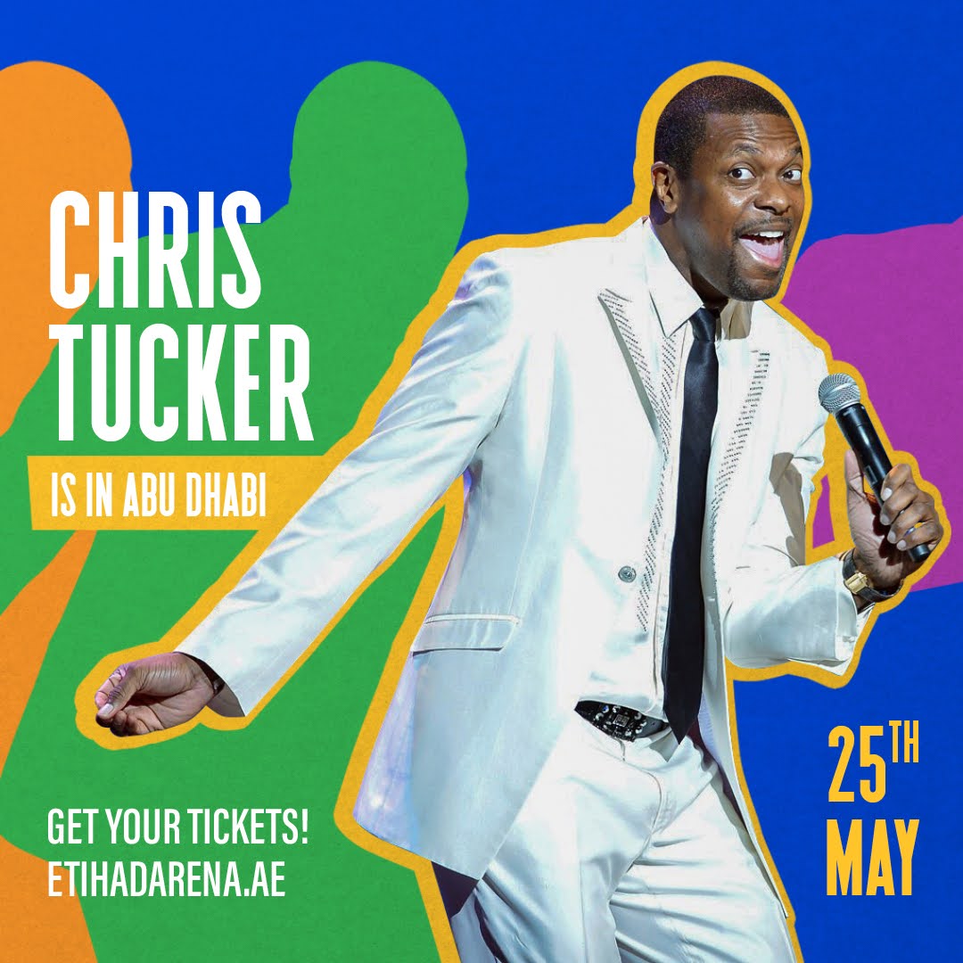 The legendary Chris Tucker, is bringing his electrifying energy and infectious humour to #ADComedyWeek on 25th May.

Get ready for a night filled with his signature high-energy antics and jokes that'll have you rolling in the aisle at #EtihadArena 😄

Grab your tickets here:…