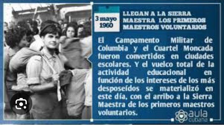 El 3 de mayo de 1960 respondiendo a un llamado de Fidel llegan los primeros maestros voluntarios a la Sierra Maestra quienes marcaron una pauta en la historia de la Educación en Cuba porque germinó y se ramificó en un sistema educacional sólido dialéctico referente para el mundo