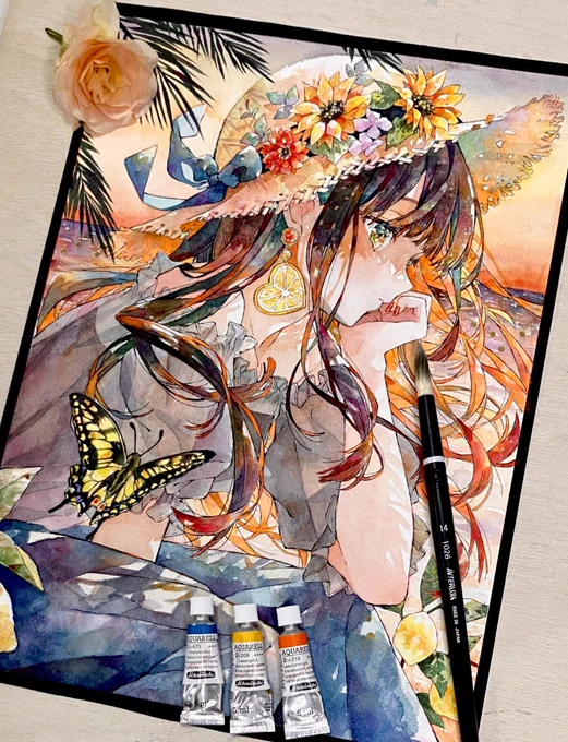 #ゴールデンウィークSNS展覧会2024透明水彩絵の具で女の子たちを描いています「憧れ」 