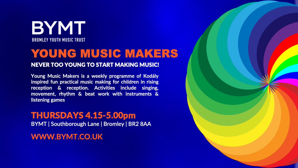 We are delighted to welcome Janey Maxwell back to BYMT for Young Music Makers. For children aged 4-5 this class is a fantastic introduction to music with singing, movement, beats & rhythm. Come along to BYMT on Thursdays 4.15pm buff.ly/4a6BYuh