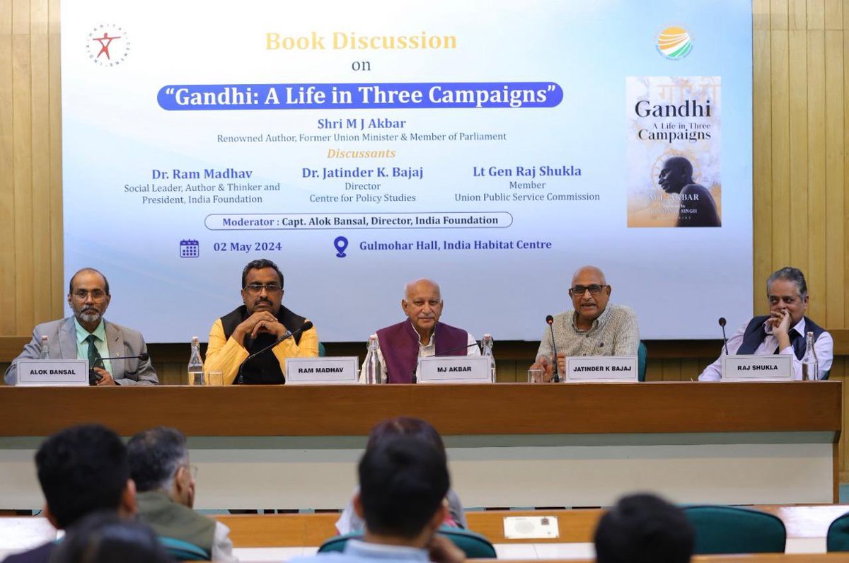 India Foundation, in partnership with India Habitat Centre, hosted a book discussion centered on 'Gandhi: A Life in Three Campaigns,' authored by the esteemed Shri M J Akbar, renowned editor, former Union Minister, and Member of Parliament. Dr. Ram Madhav, President of India…