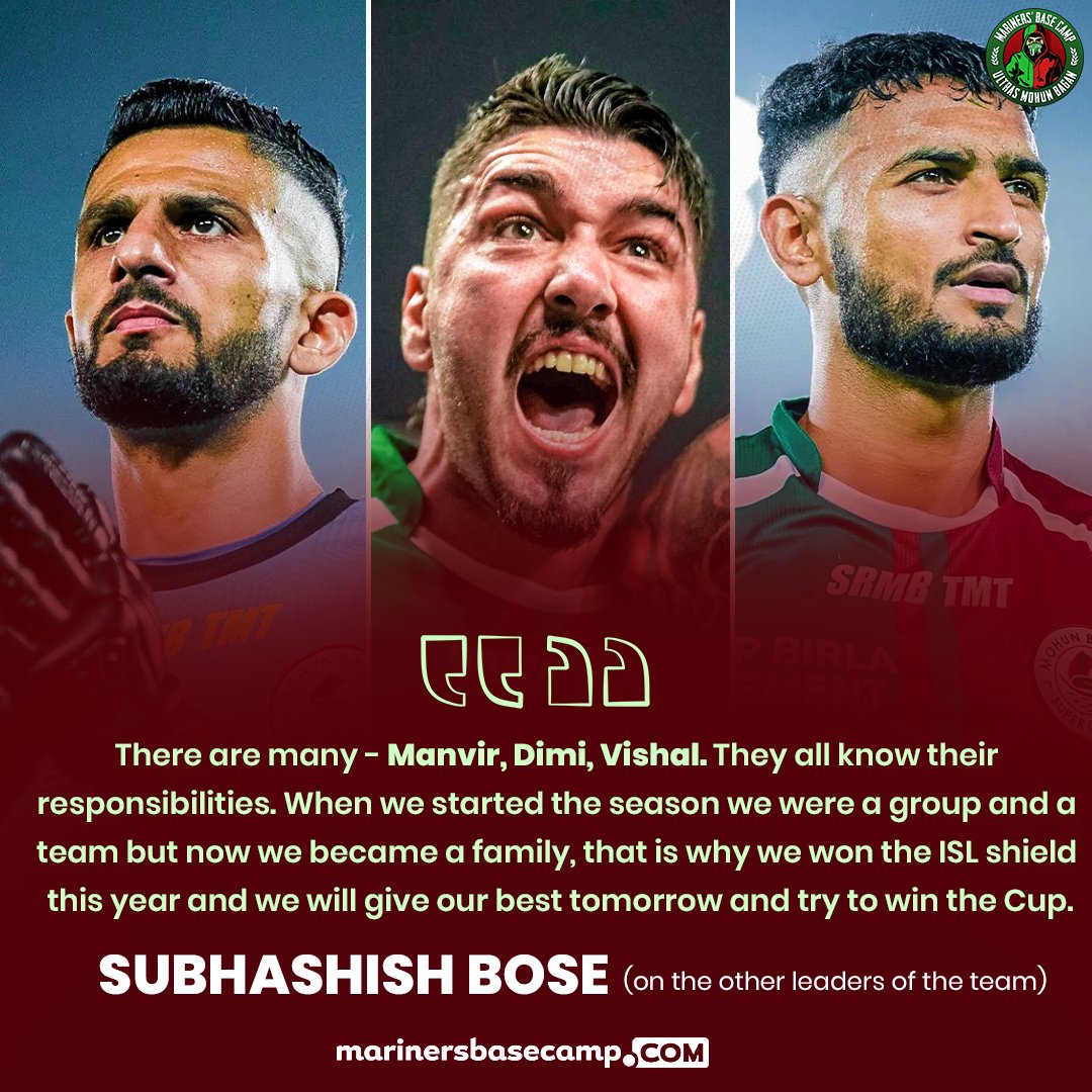 The Mariners are pumped up for the ISL Final. 🔥
Dream is on. 🎯🏆

Joy Mohun Bagan 🟢🔴

#JoyMohunBagan #MarinersBaseCamp #UltrasMohunBagan #ISL10 #MohunBagan #IndianFootball #MBSGMCFC #ISLFinal