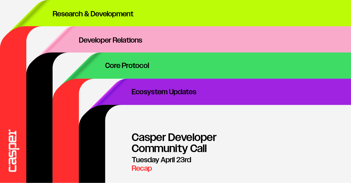 Our latest #Developer Community Call recap blog is now available. Dive into updates from @MParlikar, CTO of @CasperLabs, on the upcoming Condor release, @melpadden, Director of Developer Advocacy at Casper discusses @odradev & #dev tooling, and @MichaelSteuer, CEO of…
