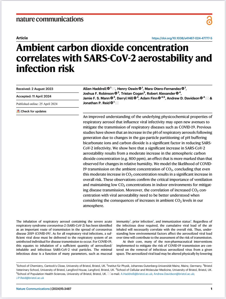 @ScientistAndre @WHO @CERN An excellent opportunity for @WHO to finally start communicating about the importance of indoor CO2 monitoring and its public health potential in our fight against airborne infections and pandemics. The recent discovery by Dr. @ukhadds increases this importance even more.👇