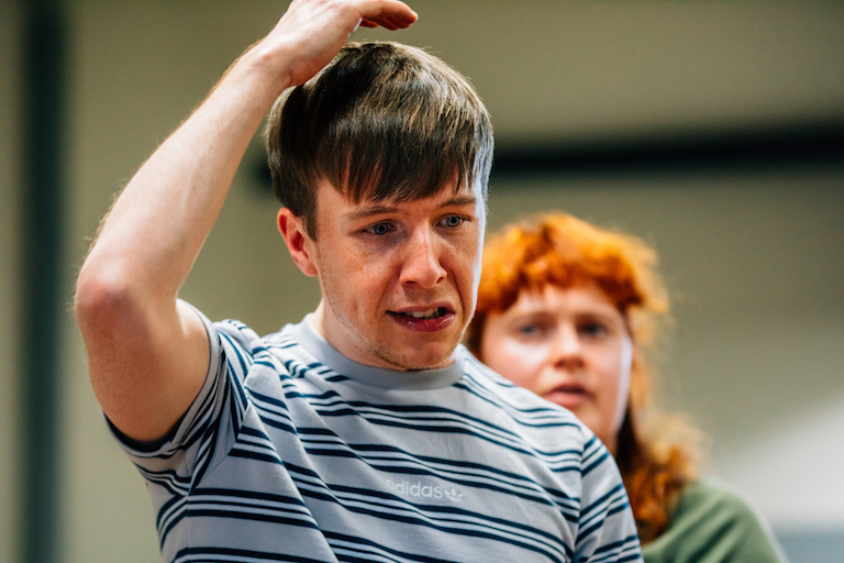 Rehearsal pics for #TheBounds are just in! 👀👀👀 📸 by @VonFoxUK Check out Soroosh Lavasani @RyanNolan_21 & @LaurenWaine_ in action as we countdown to this folk horror in co-pro with @royalcourt from 16 May. See more pics & book 🎟 at bit.ly/3P7W0gd