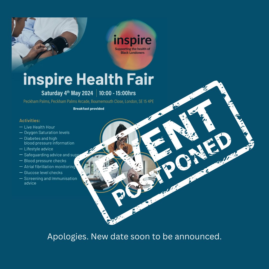 📢 Due to unforeseen circumstances, our #LDNInspire Programme #Health Fair scheduled for May 4th is postponed. Stay tuned for the new date in late May!
