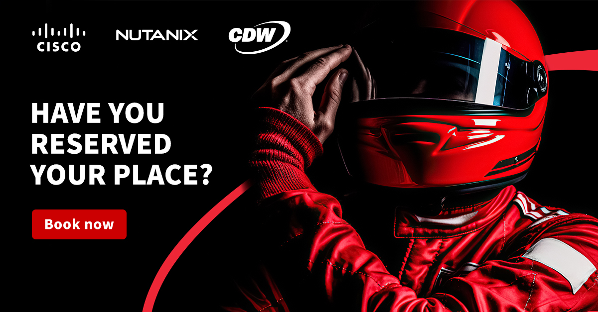 Join us at another thrilling CDW-hosted event at the F1 Arcade and discover how CDW, with Cisco and Nutanix, are driving the integrated hybrid cloud solution of tomorrow! Seats are limited – register now to secure your spot at this exclusive event! hubs.ly/Q02v_NZt0