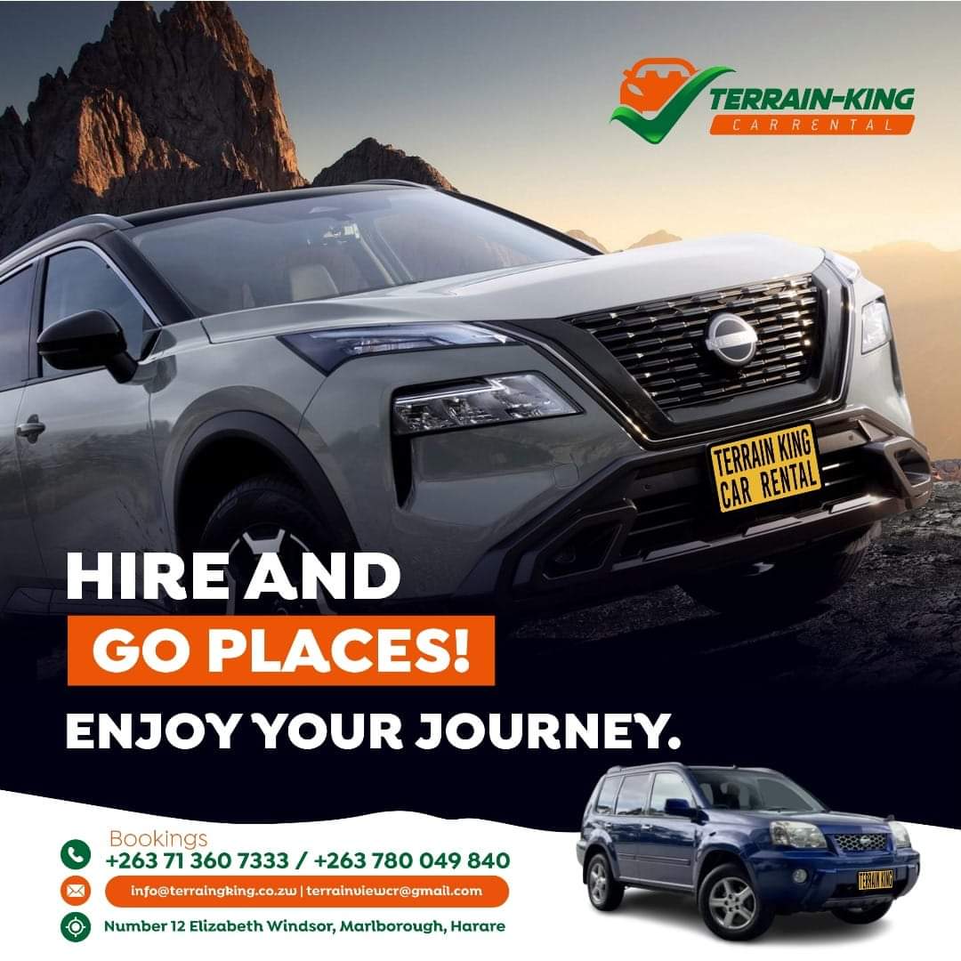 HIRE & GO PLACES @terrainkingcarrental 

Come journey with us. 

Book now
+263713607333 /+263780049840

#terrainkingcarrental #7Seater #7seaterforhire  #JourneywithUs #affordabletravel #CheapCarHire #carhire #cheapcarrental #SUVs #4x4 #AffordableCarRental #AffordableCarRental