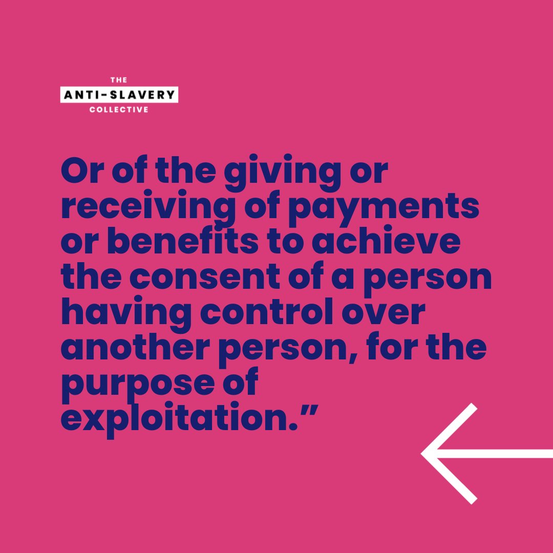 This means human trafficking is made up of three elements:

1: Movement or recruitment by

2: Deception or coercion for

3: The purpose of exploitation

@STOPTHETRAFFIK

#antislavery #forcedlabour #theantislaverycollective #knowmorein24