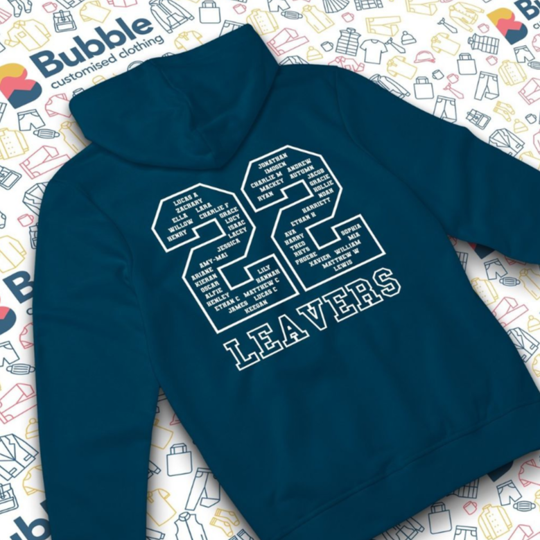 Customise to your liking and celebrate the end of an era with customised perfection. Here's to new beginnings! 🎉👕 Our hoodies are made from premium materials and they come in a variety of colours and sizes. Shop online now - bubblecustomised.co.uk 🌐 #SchoolLeaversHoodies