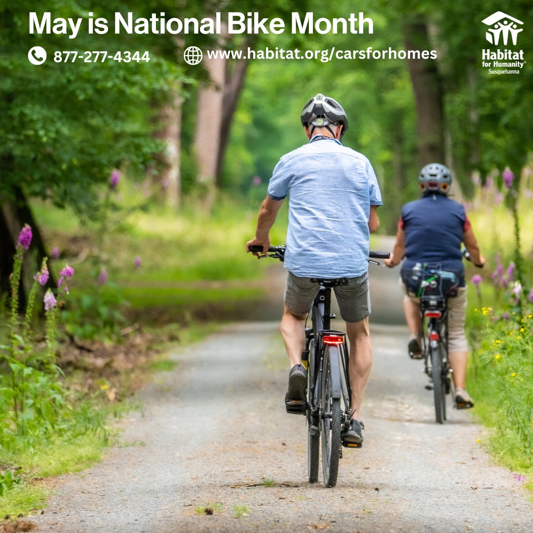 🚲 Did you know that May is National Bike Month? It's an excellent time to think about donating your old ride! 🚗

Learn more buff.ly/2Y7hcIo

#HabitatForHumanity
#CarsForHomes
#NationalBikeMonth 
#TaxDeductible
#GiveBack
#MakeADifference