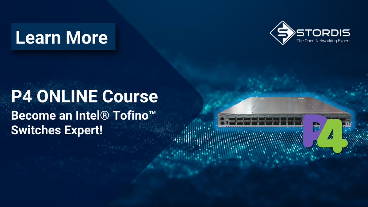 QUICK REMINDER: The upcoming #P4 Online Course is almost here! ✅ ICA-XFG-101 Introduction to P4, Intel® Tofino™ Family and Intel P4 Studio™ SDE 📅 Dates: May 13 – May 24 Organized under a special license from #Intel and led by Vladimir Gurevich! More: info@stordis.com