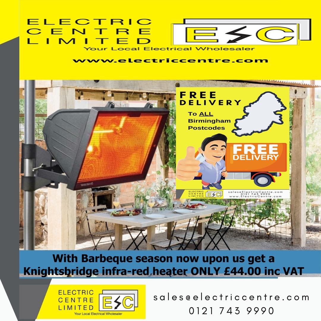 Fancy a barbeque but just isn't warm enough yet? why not get a Knightsbridge infra-red outdoor heater ONLY £44.00 Inc VAT electriccentre.com/heating-and-ve… #patio #patioheater #garden #barbeque #birminghambusiness