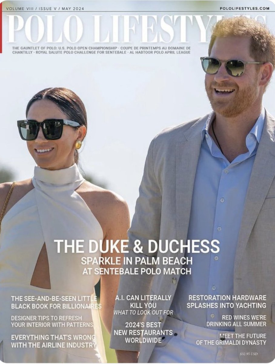 #HarryandMeghan are the cover couple for the May 2024 edition of #PoloLifestyles magazine

#DukeAndDuchessOfSussex #polo #royals #Entrepreneur #Influencer #changemakers #positivity #inspiration
#TeamSussex #WorkingRoyals