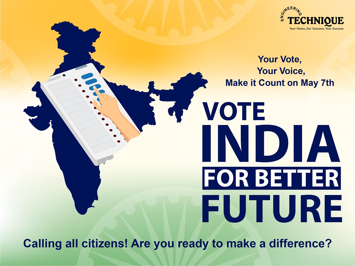 Every vote counts! 🗳️ Let's shape the future of our nation together. 🇮🇳

#VoteIndia #Election2024 #LokaSabhaElection2024 #VotingMatters #Gujarat #India #VoteforIndia #EngineeringTechnique