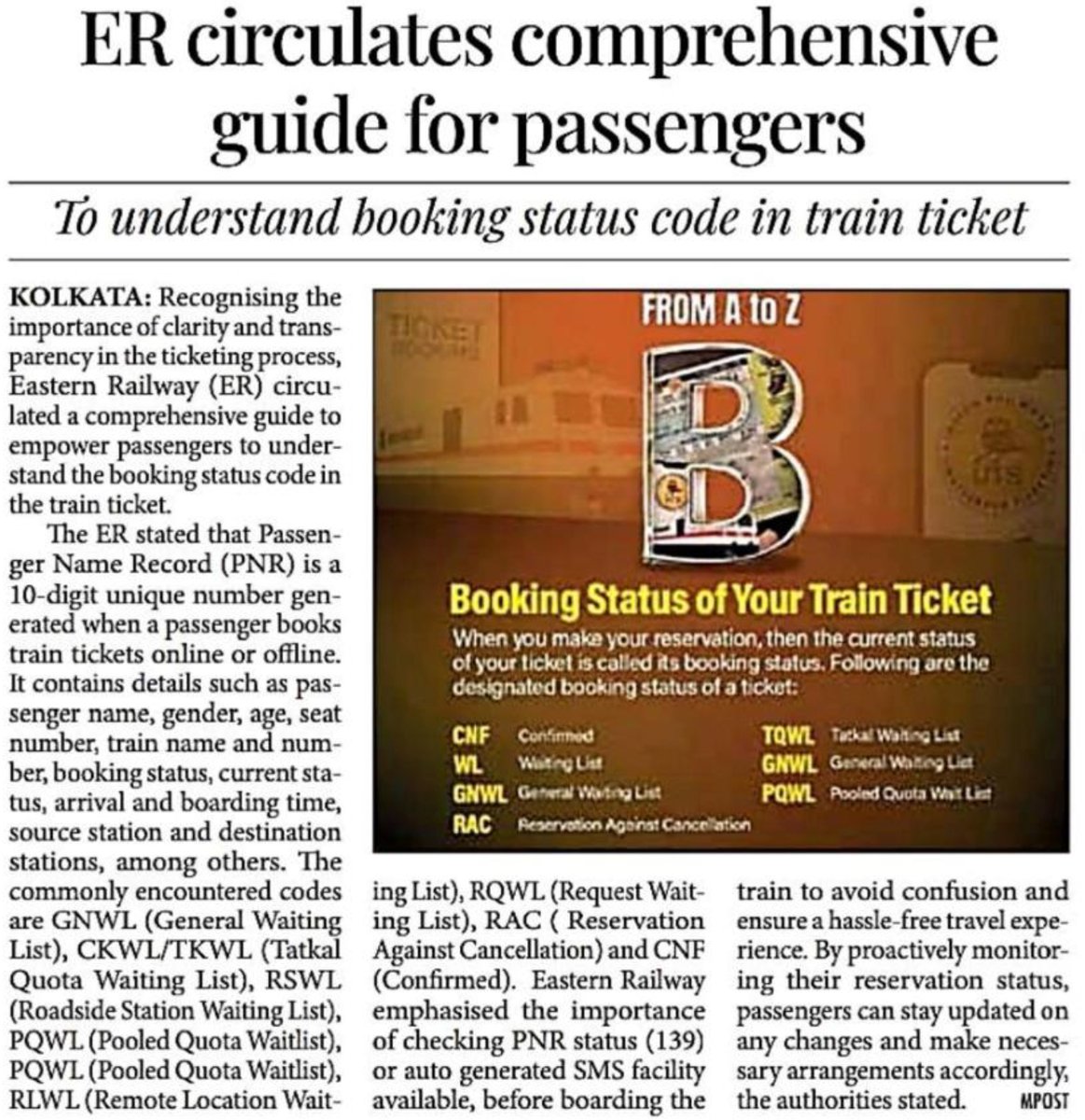 ER circulates comprehensive guide for passengers