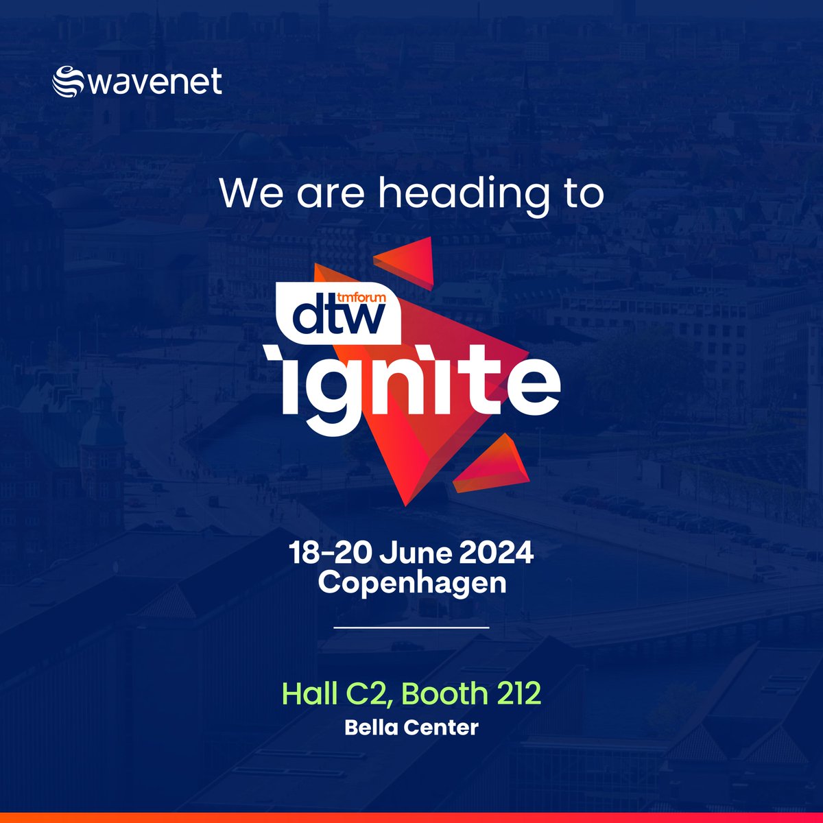 Mark your calendars 📅 we will be at #DTW24 Ignite 2024, this June 18-20! The Bella Center, #Copenhagen - Hall C2, Booth 212, will be abuzz with the brightest minds in #AI-driven #telecommunication and #digitaltransformation.  

#Future #Tech #Ignite #Innovation #Wavenet #Telco