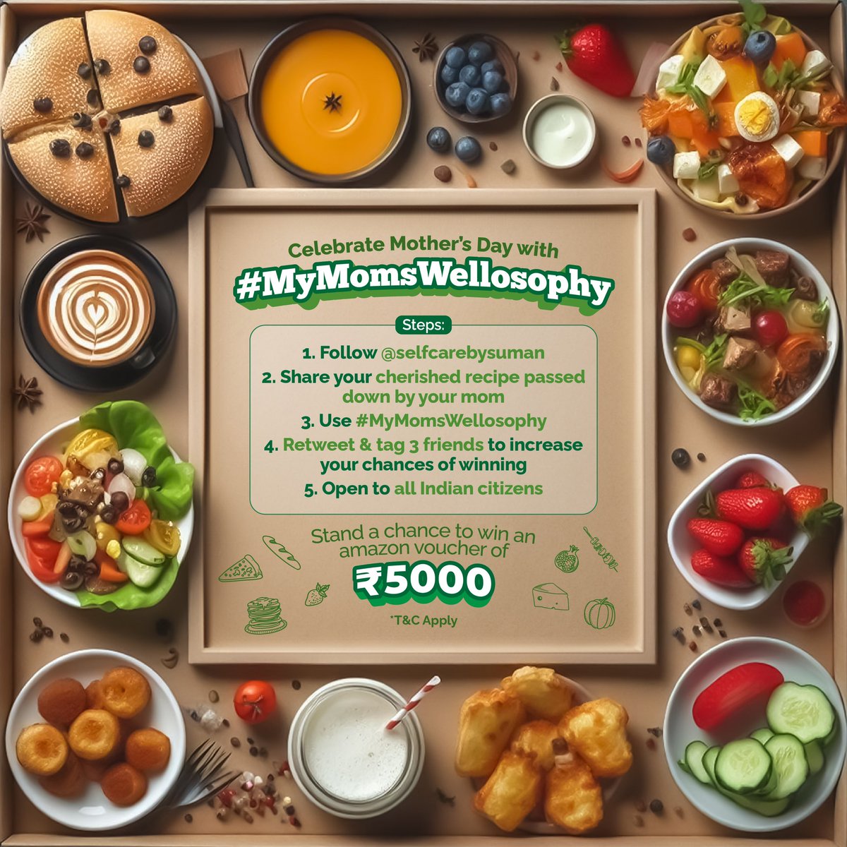Share your Family Recipe(s) with me using #MyMomsWellosophy, for a chance to win an Amazon voucher worth ₹5,000! 😊 Don't forget to follow me for more updates. Can't wait to see your wonderful recipes! *T&C Apply: shorturl.at/pqHZ7 #ContestAlert #MothersDay