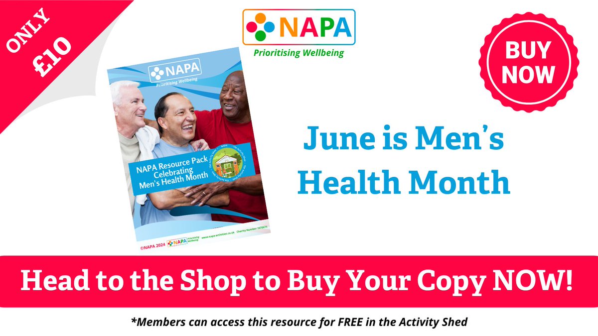 June is #MensHealthMonth our resource is full of guidance on how to promote Men’s Health in your setting Available in our shop for £10 Members get it for FREE in the Activity Shed napa-activities.co.uk/product/napa-r…