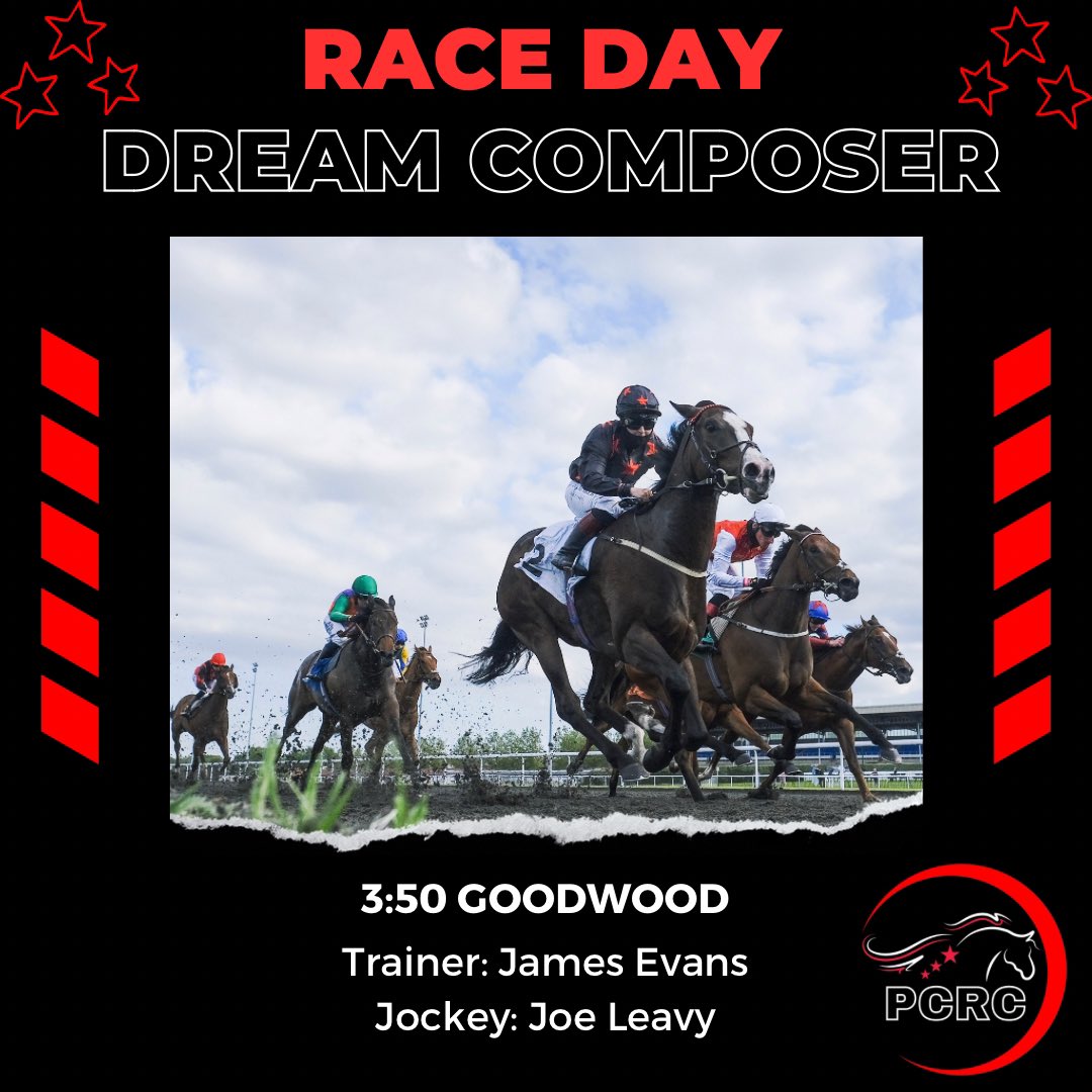 Dream Composer returns to @Goodwood_Races this afternoon. Best of luck to him, @HJamesEvans + team, and @Joeleavy05 who takes the ride. Safe travels 🤞 #PCRC #ItsTimeToDream #HorseRacing #no30