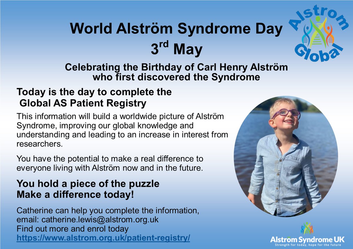 Today is World #AlströmSyndrome Day! Celebrate the Birthday of Carl Henry Alström who first discovered the Syndrome. Why not donate to one of the rarest conditions in the world, and help support families with this complex condition. justgiving.com/alstromsyndrom…