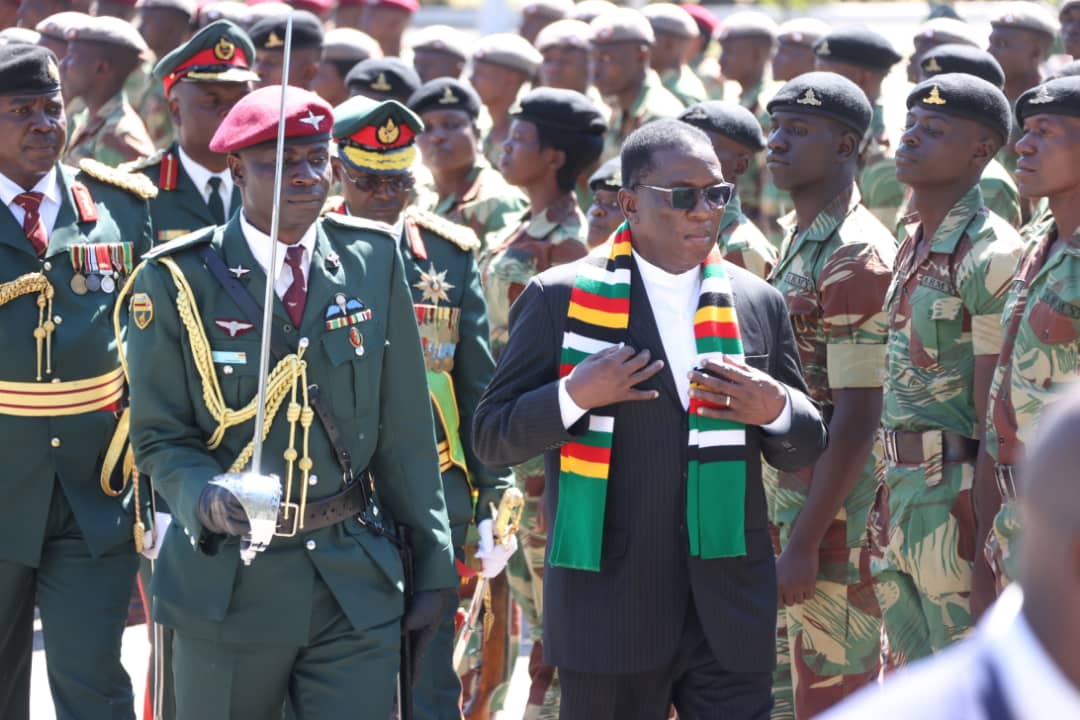 Parade inspection by Commander in Chief of the Zimbabwe Defence Forces President Emmerson Mnangagwa.