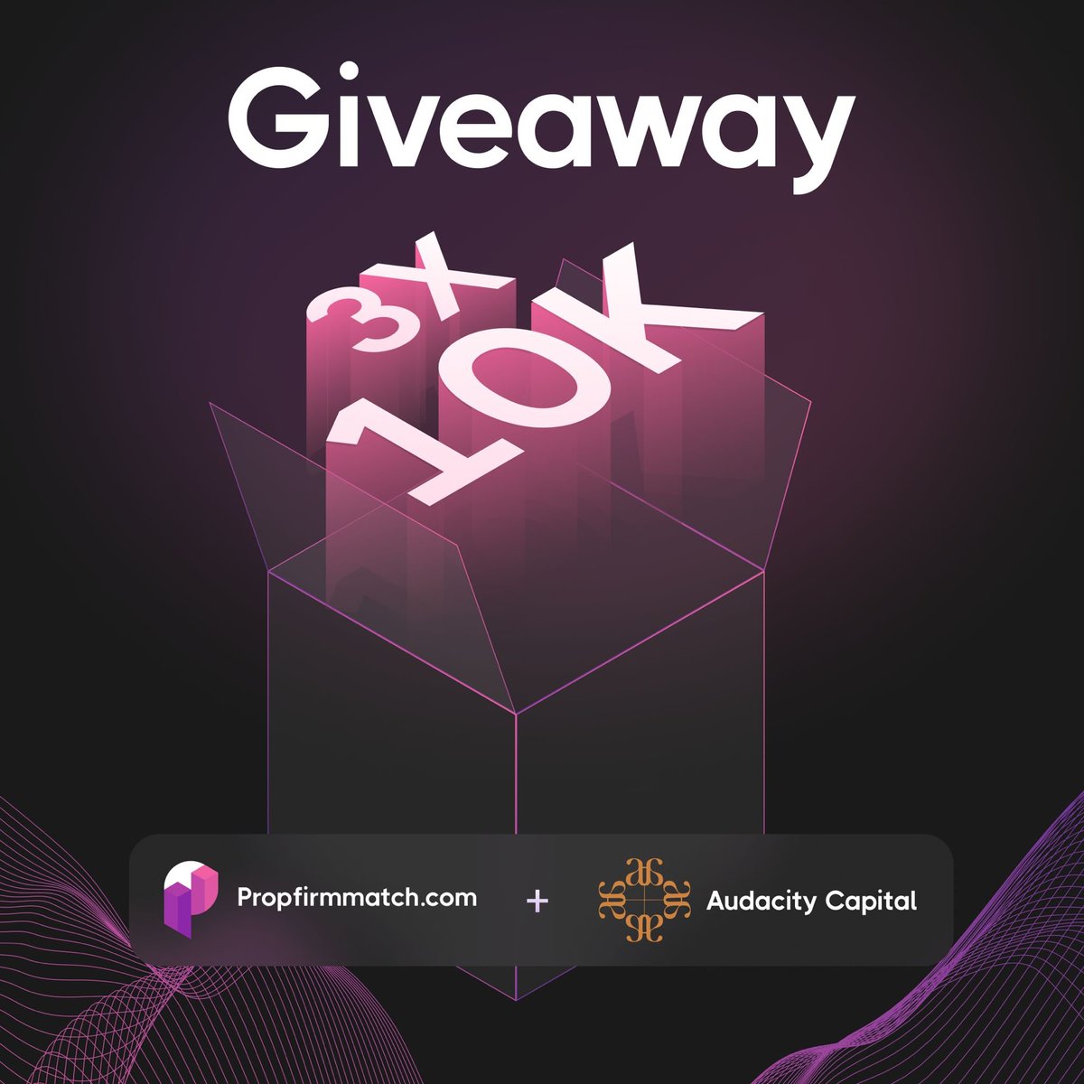 3x10k Challenge Account Giveaway from @Audacitycap 🎉 To participate 👇 -Follow @PropFirmMatch ， @Curo_Labs ，@Audacitycap ，@traderwuwei -Like + repost -Tag 2 friends -Like + repost quoted tweet Winners will be picked in 4 days 🥳