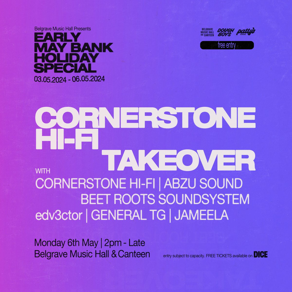 dice.fm/event/pxg7k-co… Rounding off our weekend we have none other than Leeds legends Cornerstone Hi-Fi welcoming down a load of friends and selectors to play roots, dub, reggae and everything in between👌 FREE ENTRY